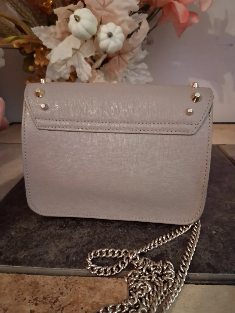 Furla Gray Studded Metropolis Mini